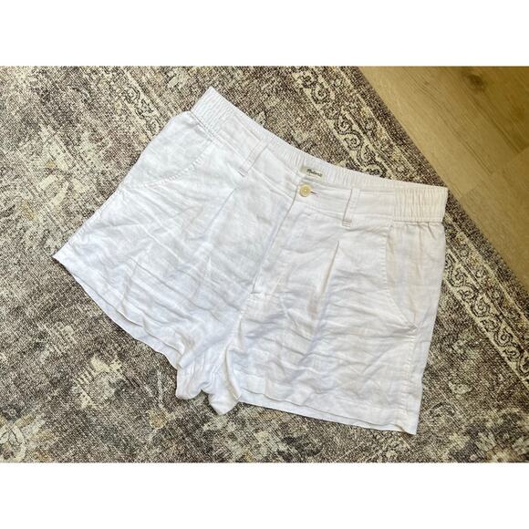 Madewell Pants - Madewell 100% Linen White Neale Shorts‎ 12 Preppy Lagenlook Coastal Grandmother